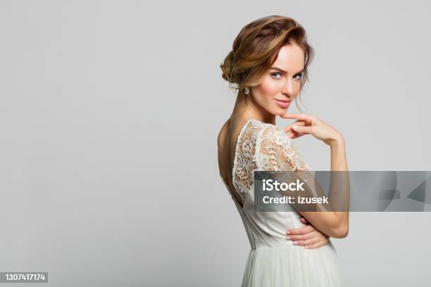 Portrait Of Beautiful Bride Stock Photo - Download Image Now - Beauty, Bride, Studio Shot