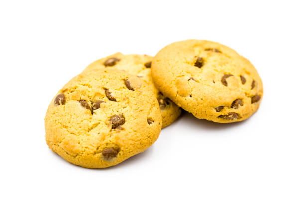 istock Chocolate cookies isolated on a white background 1307418667