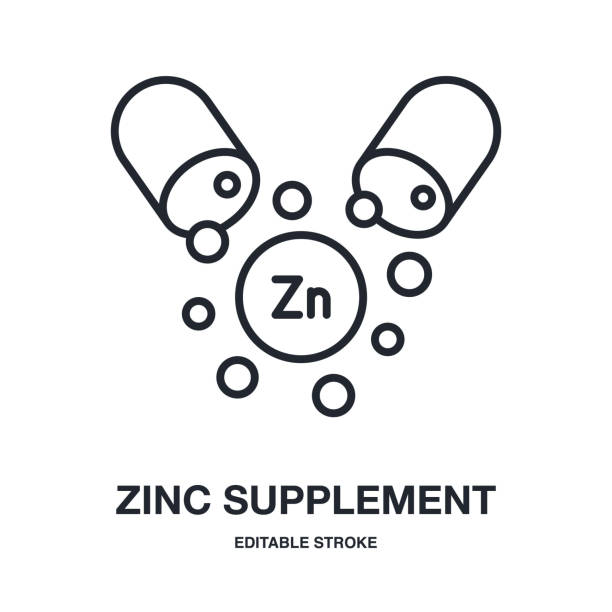 Zinc capsule editable stroke isolated on white background vector illustration. Dietary supplements concept. Zinc capsule editable stroke isolated on white background vector illustration. Dietary supplements concept. zinc element stock illustrations