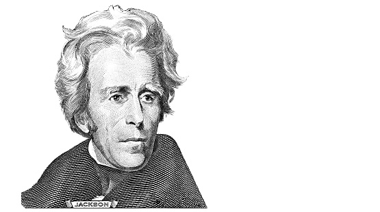 Andrew Jackson cut from 20 dollar banknote for design purpose