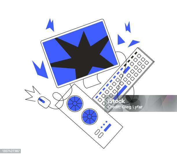 Computer Horrible Image Blue Screen Of Death Or Computer Malfunction Concept For Web Ui Design ...