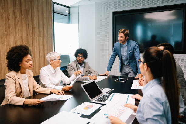 istock Creative business people working on business project in office 1307433252