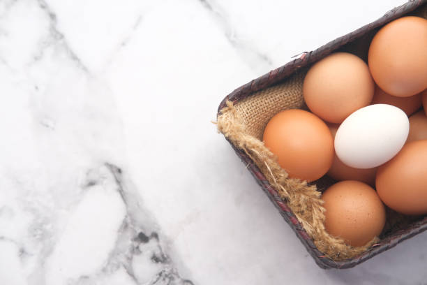 istock close up of eggs in a bowl. 1307436186