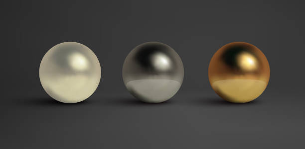 istock Abstract metal balls set. Pearl, black metal,brass,silver. Vector golden sphere isolated object on black. Chrome sphere silver metal ball. 1307438179