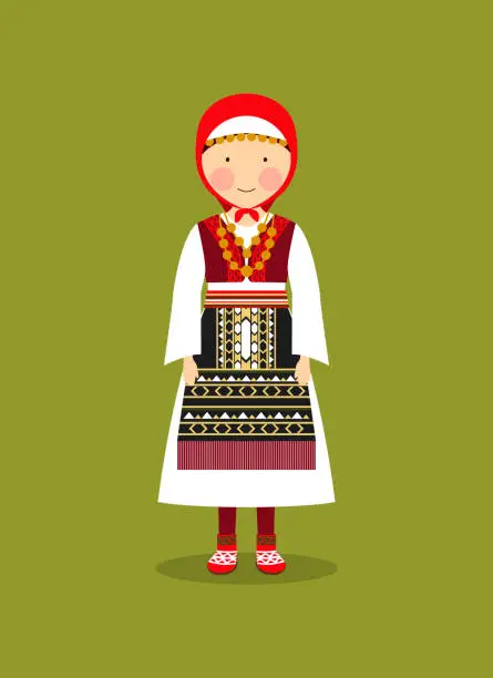 Vector illustration of Albanian traditional clothing for women