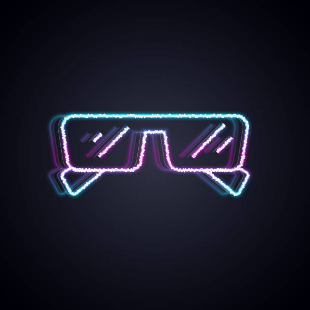 istock Glowing neon line Glasses icon isolated on black background. Eyeglass frame symbol. Vector 1307438383
