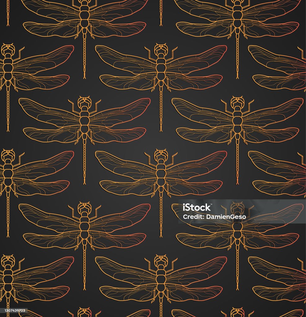 Dragonfly Background Pattern Dragonfly Pattern Seamless Vector Illustration Insect Pattern ...