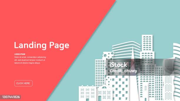 Landing Page Template Real Estate Concept Stock Illustration - Download Image Now - Real Estate, Backgrounds, In Silhouette