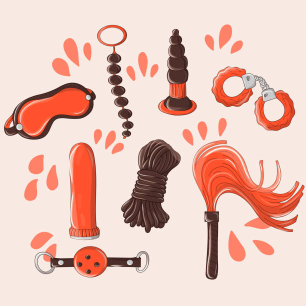 ilustrações de stock, clip art, desenhos animados e ícones de sex toys set - condom penis sex vector