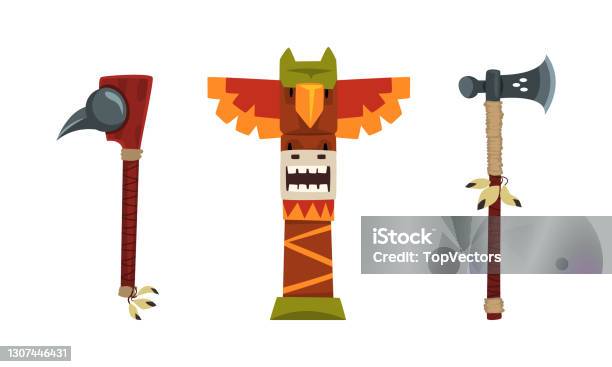 Native American Tools Graphics Authentic Items And Tools Of Native American Indians Vector Set Stock ...
