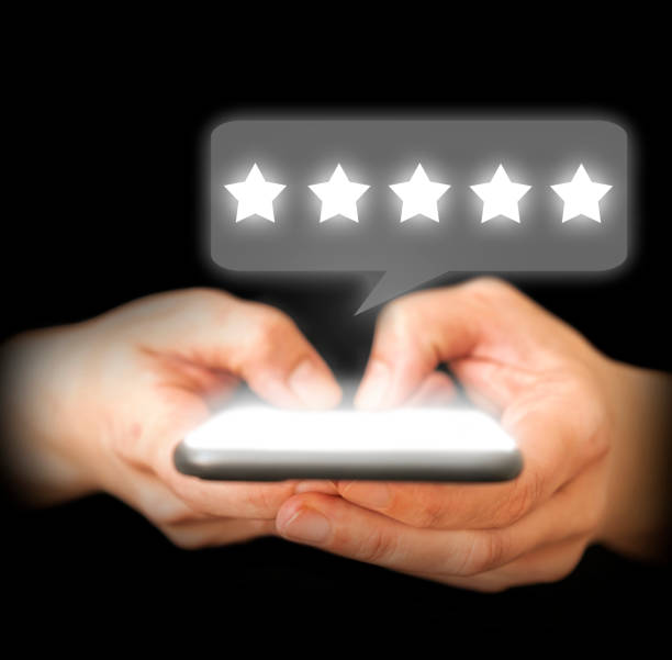 Feedback with five stars stock photo