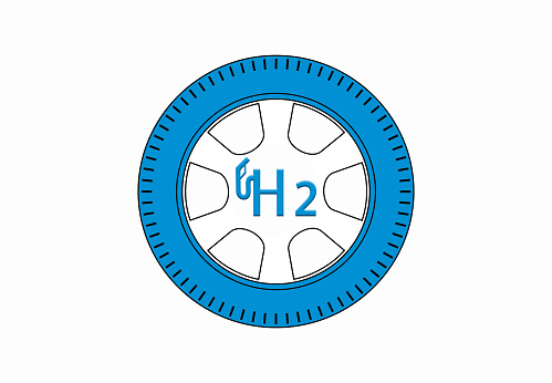 Tire with H2 hydrogen symbol