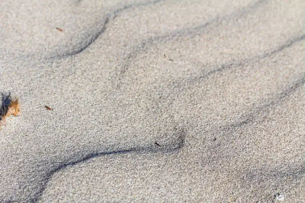 textures and patterns on white sands. sand dune. wavy sand. sand ripple. beach sand taken in Sardinia Italy.