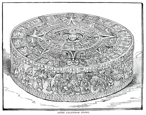 ilustraciones, imágenes clip art, dibujos animados e iconos de stock de recepción de colón por fernando e isabel grabado 1892 - dibujos de aztecas