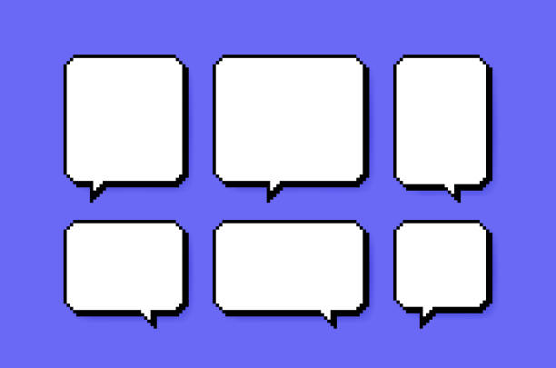 Set different shape pixel speech bubble. Geometric texting dialogue boxes. Empty quote box speech bubble. Modern vector illustration vector art illustration