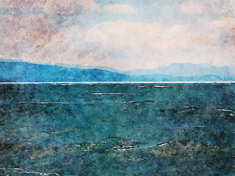 This is my Photographic Image of morning seascape in a Watercolour Effect. Because sometimes you might want a more illustrative image for an organic look.