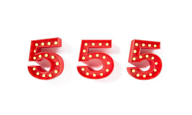 istock Number 5 - Light Bulbs Forming Red Number 5 On White  Background 1307463365