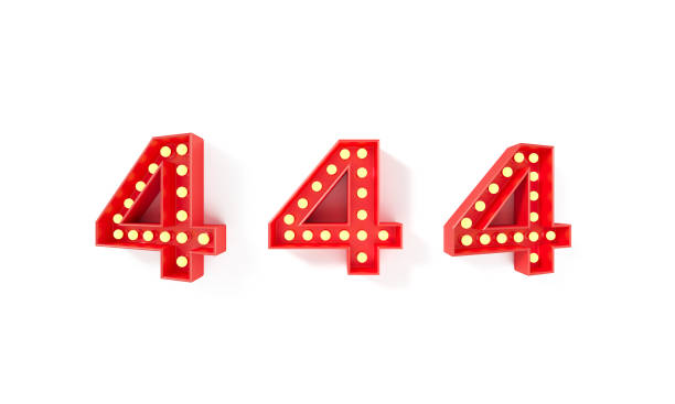 istock Number 4 - Light Bulbs Forming Red Number 4 On White  Background 1307464139