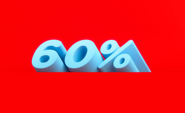 istock Sale Concept - Blue 60 Percent Text Sitting On Red Background 1307466220