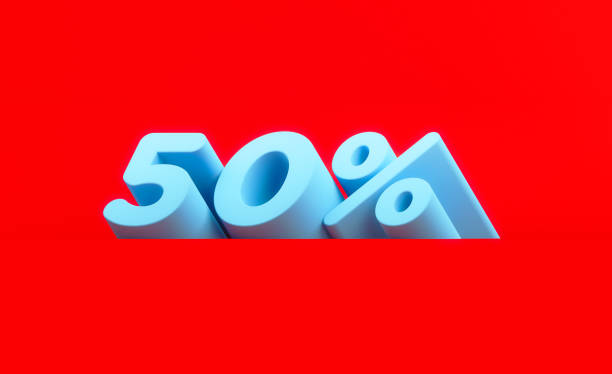 istock Sale Concept - Blue 50 Percent Text Sitting On Red Background 1307466344