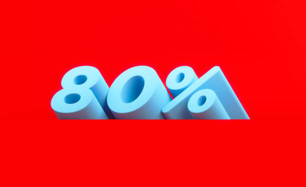 istock Sale Concept - Blue 80 Percent Text Sitting On Red Background 1307466425