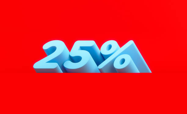 istock Sale Concept - Blue 25 Percent Text Sitting On Red Background 1307466497