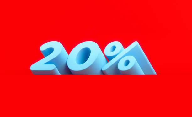 istock Sale Concept - Blue 20 Percent Text Sitting On Red Background 1307466567