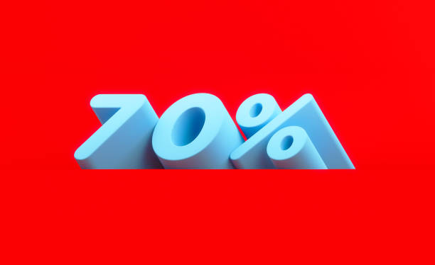 istock Sale Concept - Blue 70 Percent Text Sitting On Red Background 1307466621