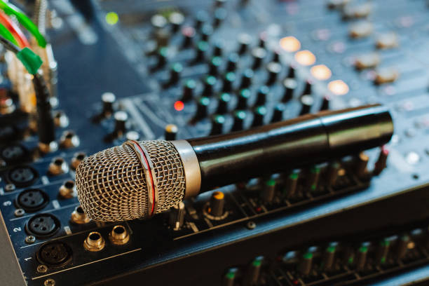 istock DJ installation, with rap microphone and remote control with a vinyl player, for cover 1307467753
