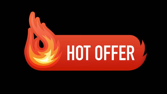Fire hot offer. Video design element. Red banner. Special offer badge. Modern promotion template. Summer sale banner template. Motion graphic.
