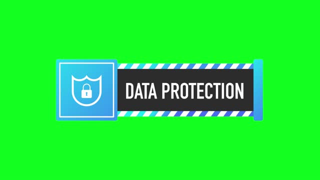 Data Protection banner. Flat icon. Website information. Network cyber technology. White background. Data secure. Motion graphic.