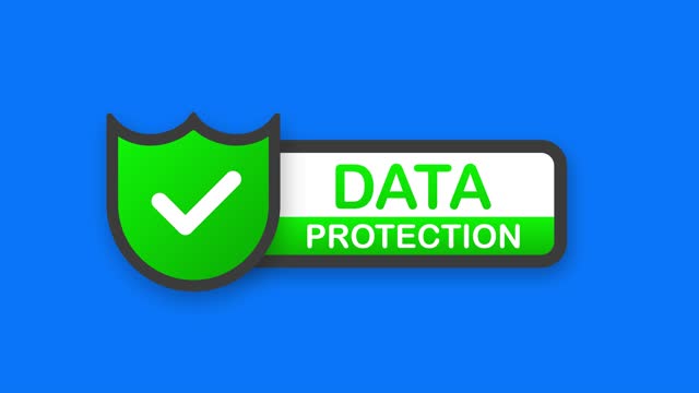 Data Protection banner. Flat icon. Website information. Network cyber technology. White background. Data secure. Motion graphic.