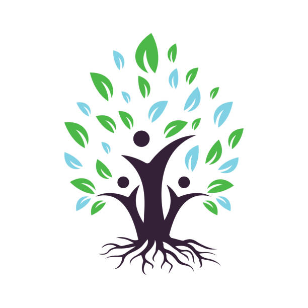 projekt logo drzewa genealogicznego i korzeni. - tree root family tree family stock illustrations