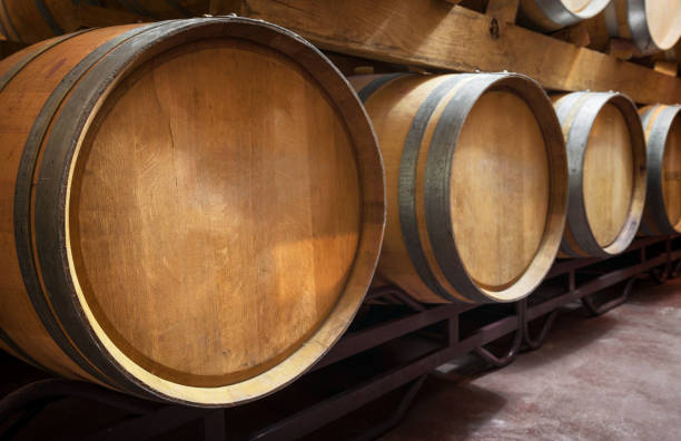 istock Cellar with barrels of wine. High quality photo 1307477003