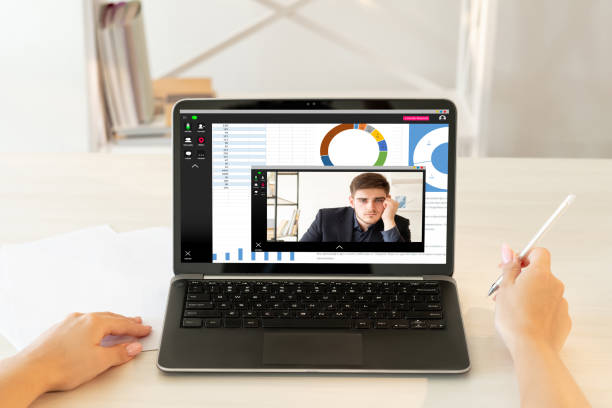 istock online conference virtual meeting bored man laptop 1307480684