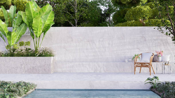 istock Modern loft style concrete patio for outdoor seating areas. 1307484533