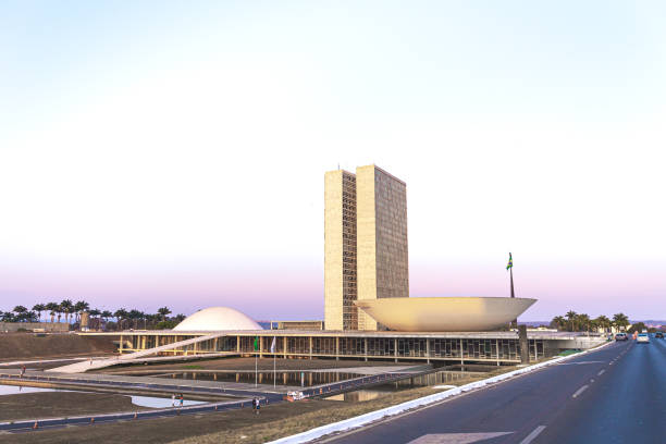 the national congress of brazil. national congress, chamber of deputies, federal senate, brasilia, brazil. - national congress building imagens e fotografias de stock