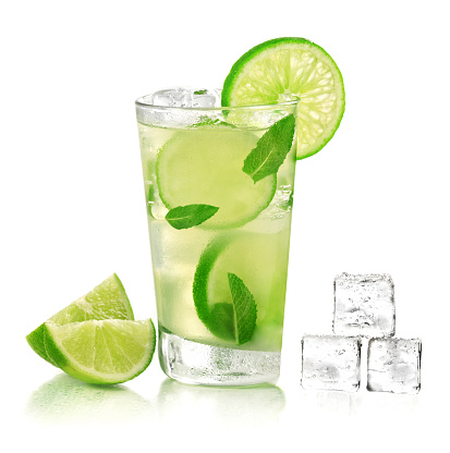Mojito and limes isolated