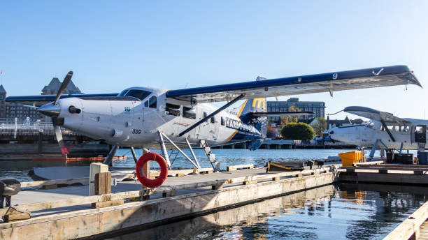 vancouver whitecaps fc sponsored harbour air seen docked at victoria harbour airport - major league soccer imagens e fotografias de stock