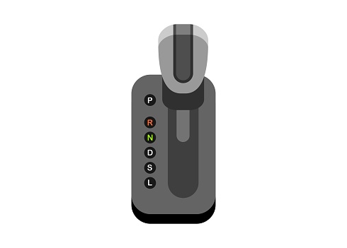 Simple flat illustration of automatic car gear lever