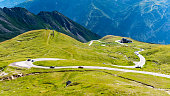 Mountain asphalt road serpentine. Winding Grossglockner High Alpine Road in High Tauern, Austria