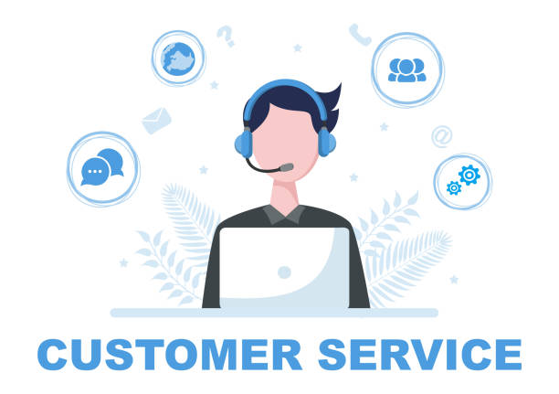 istock Contact Us Customer Service For Personal Assistant Service, Person Advisor and Social Media Network. Vector Illustration 1307497147