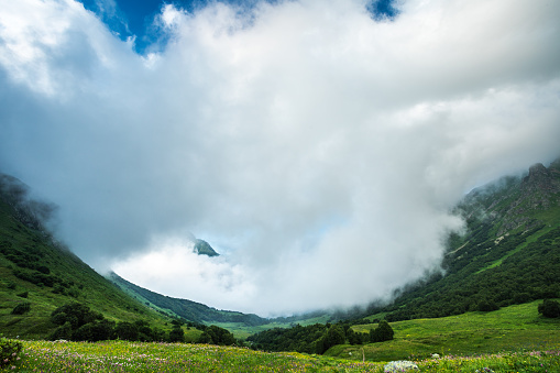 White clouds in the mountains