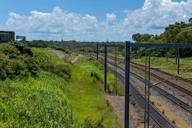 transporte ferroviario de carbón al puerto - train coal mining australia fotografías e imágenes de stock