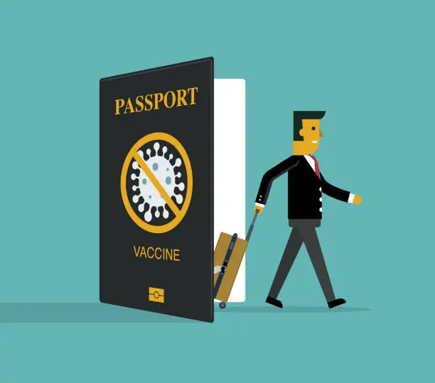 Vector illustration of Vaccine passport - Businessman - Tourist