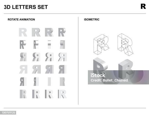 Abc R 3d Vetores de 3d R Alphabet Letters Set Animate Isometric Wireframe Vector ...