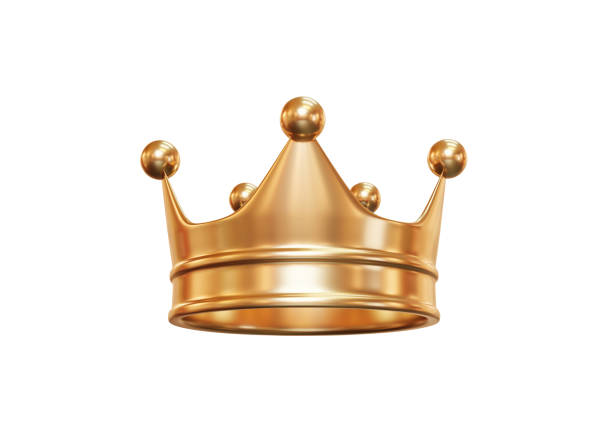 istock Gold royal king crown isolated on white background with emperor treasure. 3D rendering. 1307516257