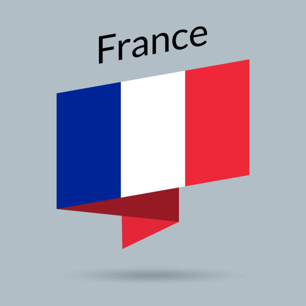 ilustrações, clipart, desenhos animados e ícones de ícone da bandeira da frança. emblema nacional francês no estilo origami. ilustração vetorial. - french currency illustrations