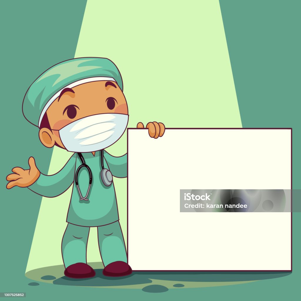 Bác Sĩ Đeo Khẩu Trang Y Tế Với Nhân Vật Hoạt Hình Nhãn Trắng Nhân ...