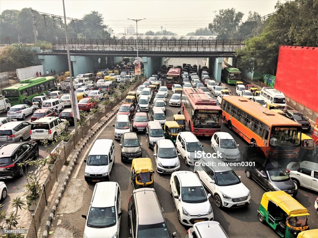 City Traffic in India Traffic Stock Photo